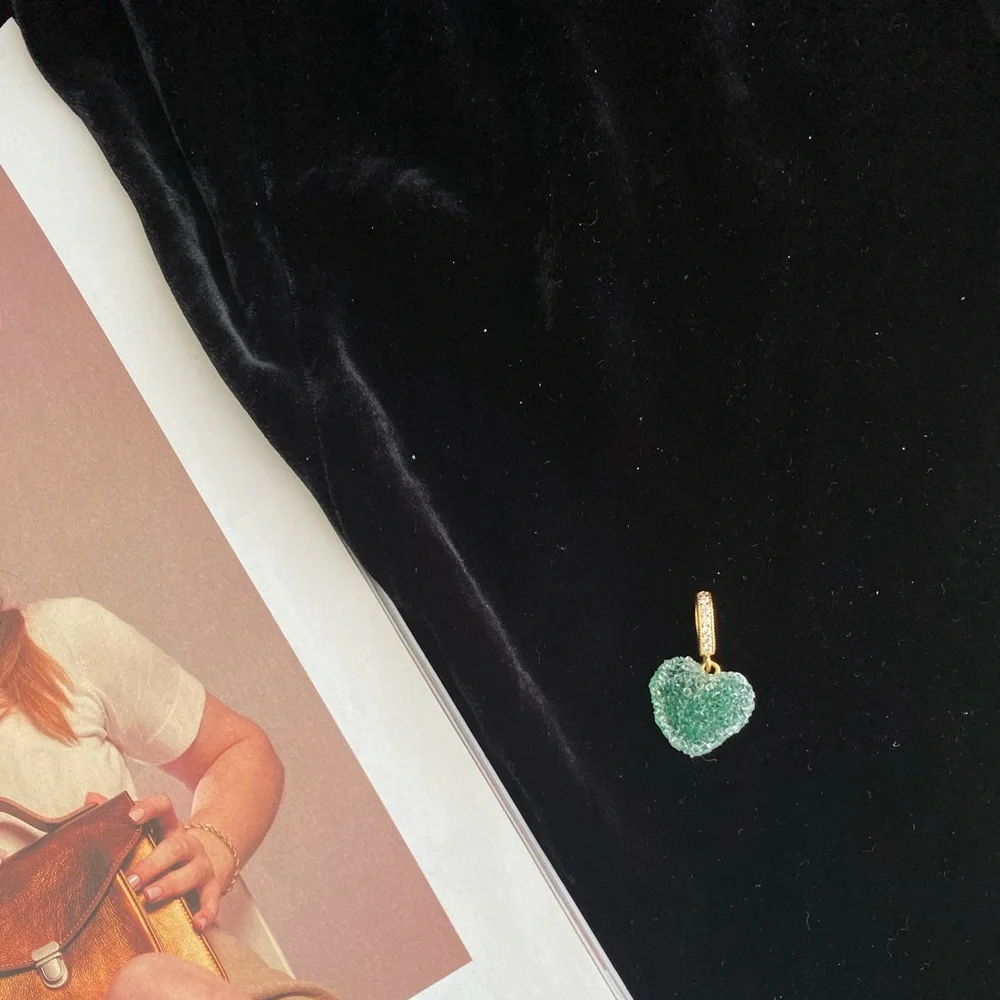 Crystal Haze Jelly Heart Pendant -Pave Connector- Cactus - bestseller - Picture 2 of 3